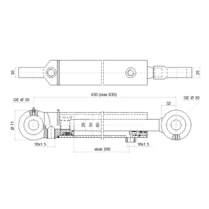 Siłownik pługa do odśnieżania 50x28x200 - CJ2F 50/28/200 D30
